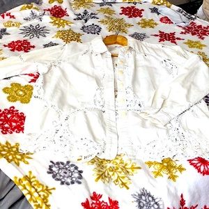 Coldwater Creek Linen and lace shirt, Sz. PL